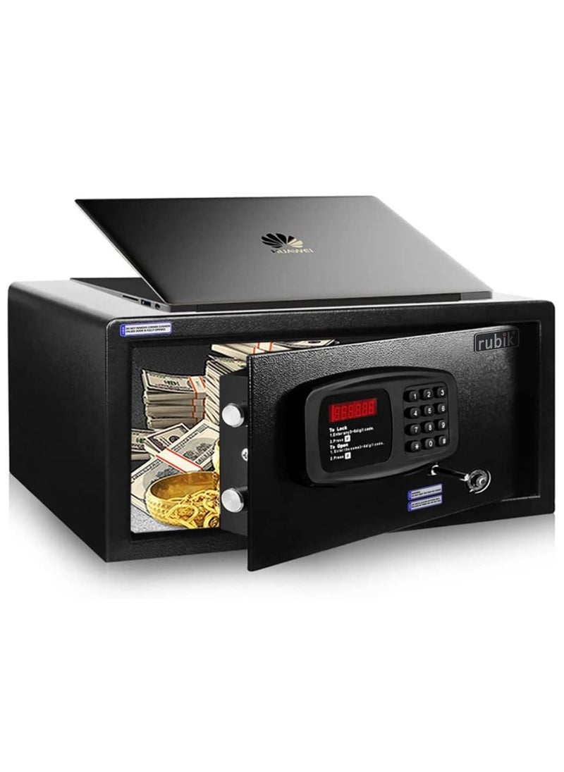 Rubik - Hotel Safe Box Large Steel Strongbox with Hotel Style Digital Lock and Key Entry for Home Office Business (Size 42x20x37cm) Protect Money Laptop Jewelry A4 Documents - Image 1