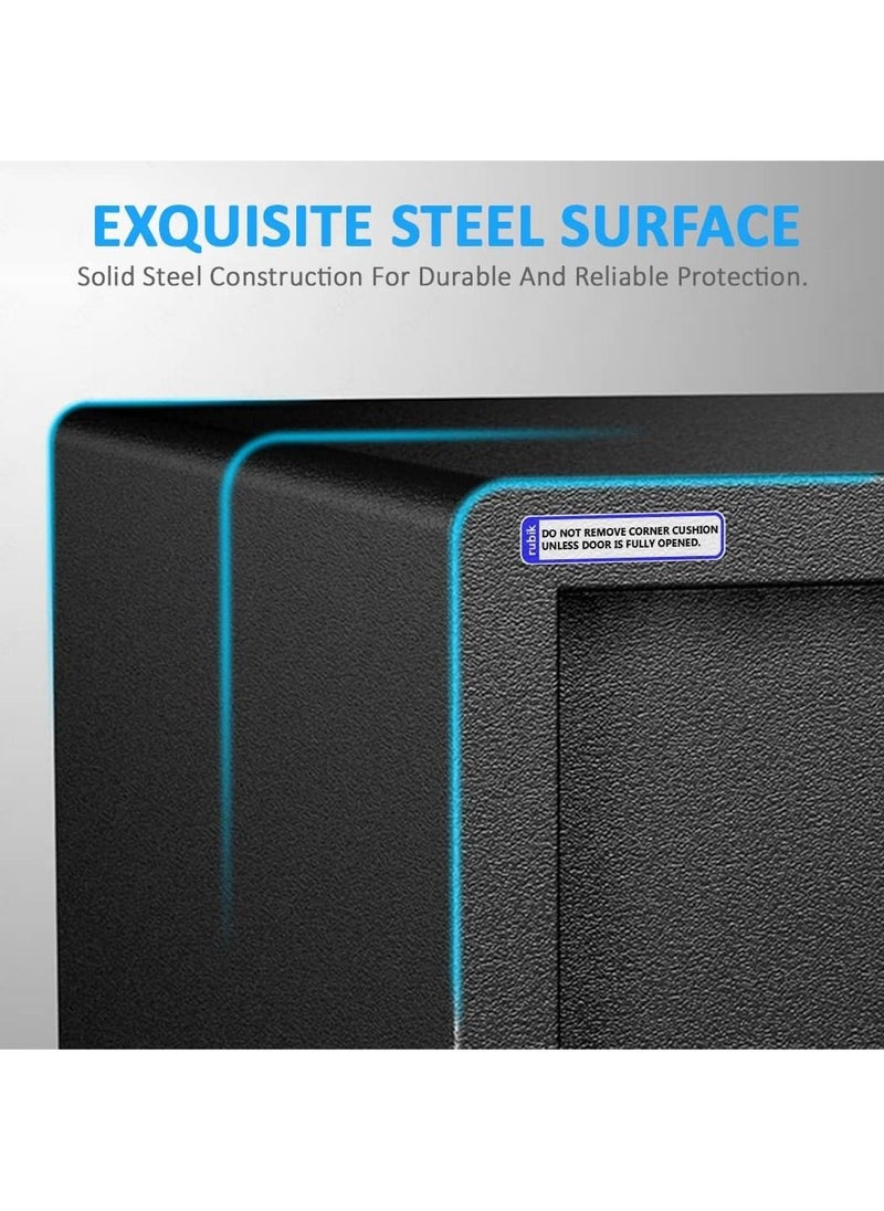 Rubik - Hotel Safe Box Large Steel Strongbox with Hotel Style Digital Lock and Key Entry for Home Office Business (Size 42x20x37cm) Protect Money Laptop Jewelry A4 Documents - Image 1