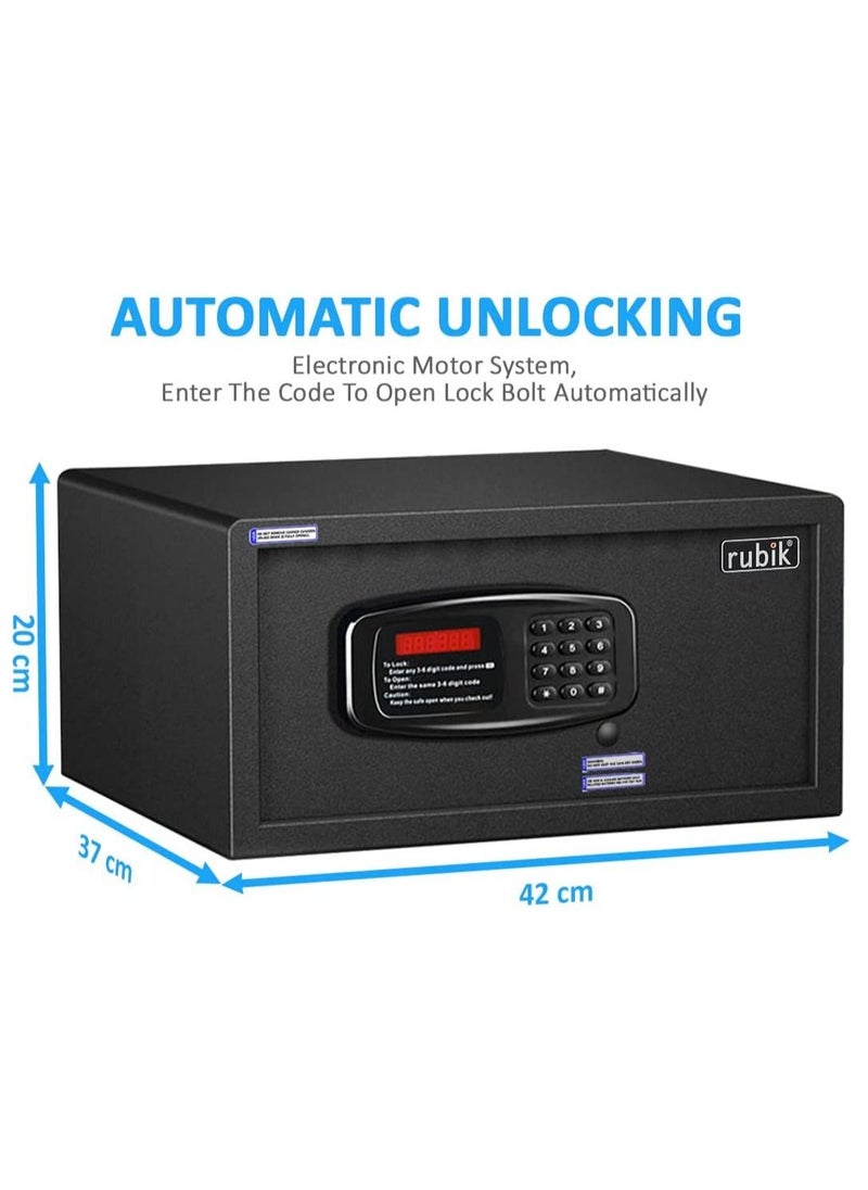 Rubik - Hotel Safe Box Large Steel Strongbox with Hotel Style Digital Lock and Key Entry for Home Office Business (Size 42x20x37cm) Protect Money Laptop Jewelry A4 Documents - Image 1