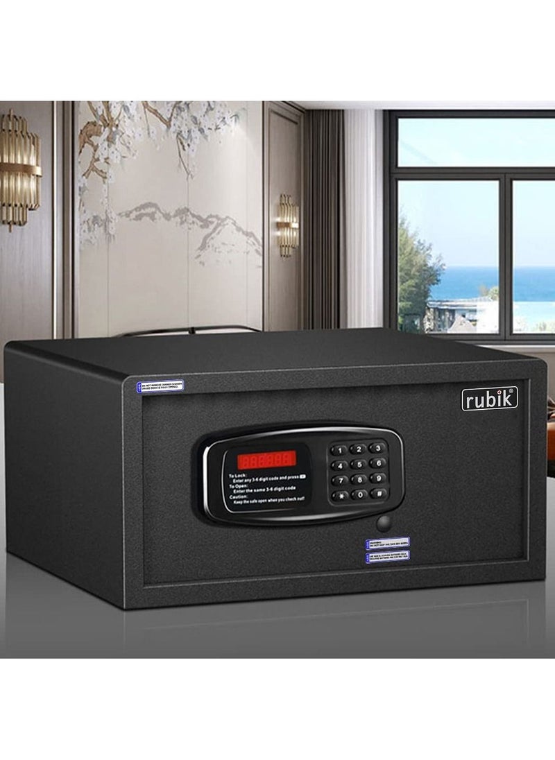 Rubik - Hotel Safe Box Large Steel Strongbox with Hotel Style Digital Lock and Key Entry for Home Office Business (Size 42x20x37cm) Protect Money Laptop Jewelry A4 Documents - Image 1
