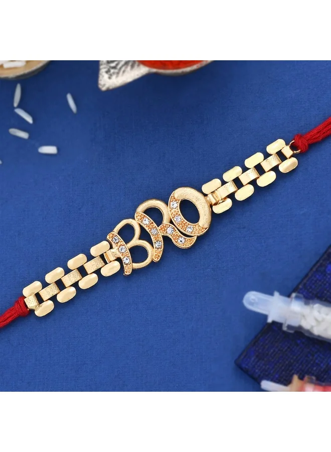 VOYLLA Bro A Gem Embellished Gold Tone Rakhi