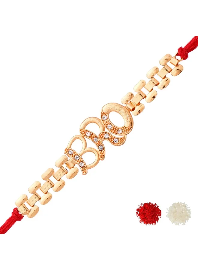 VOYLLA Bro A Gem Embellished Gold Tone Rakhi
