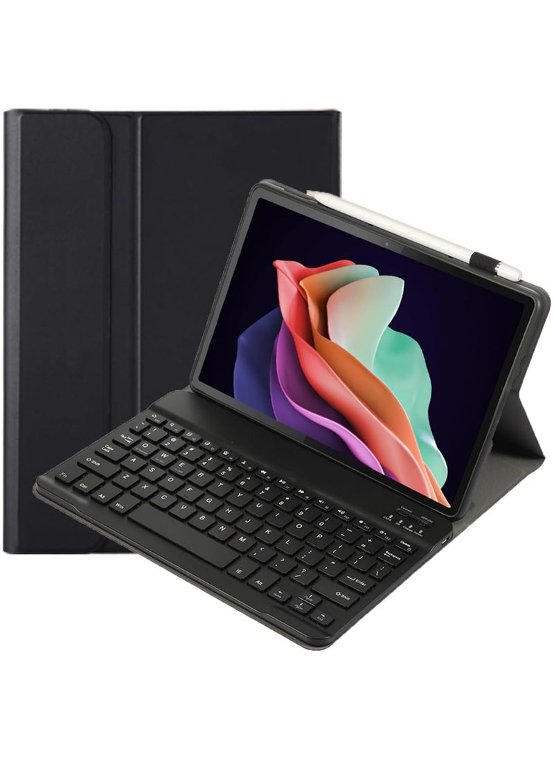 Rock Pow - Keyboard Case Compatible with Lenovo Tab P12 12.7'' 2023 Slim Stand Cover with Pen Holder Detachable Wireless Bluetooth Keyboard for Tab P12 12.7 Inch - Image 1