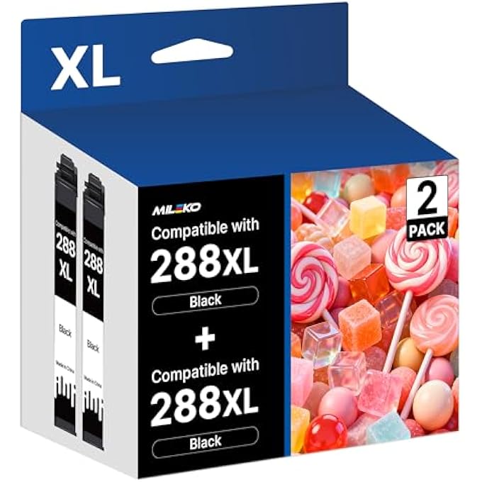 288XL 288 INK CARTRIDGE REMANUFACTURED FOR EPSON 288 INK CARTRIDGES 288XL 288 XL T288XL T288 HIGH YIELD USE FOR EXPRESSION HOME XP-330 XP-340 XP-440 XP-430 XP-434 PRINTER (2 BLACK) - Image 1