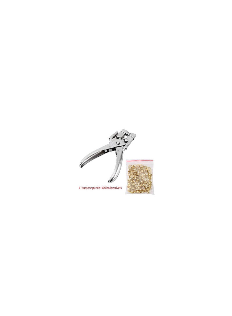 GGOOT Eyelet Hole Punch Pliers Kit with 100 Eyelets - 15.5cm/6.1 Inch Leather Belt Grommet Tool - 4.5mm Gold Metal Grommets - Plier Puncher Set for Clothes Shoes Bags DIY Home Craft - Image 5