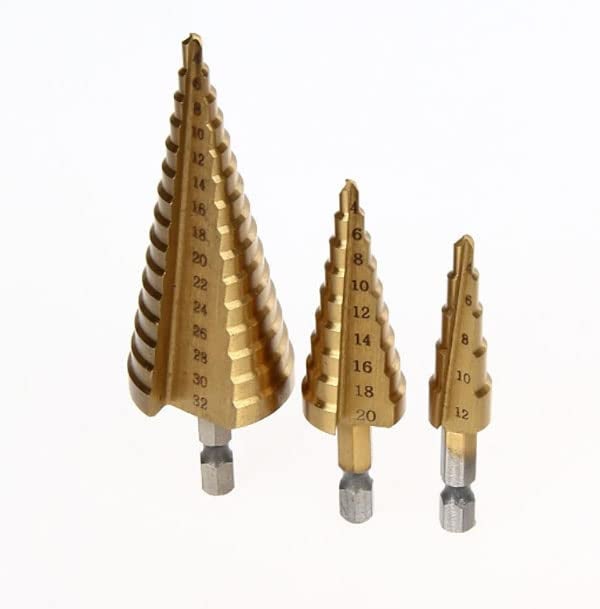 YADAV 3pcs Step Drill Bits Set 412mm 420mm 432mm Hole Cutting Wood Metal Drill Bits - Image 1