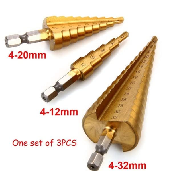 YADAV 3pcs Step Drill Bits Set 412mm 420mm 432mm Hole Cutting Wood Metal Drill Bits - Image 4