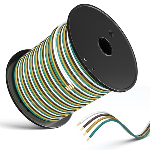 LIMICAR 100FT 14 Gauge Trailer Wiring Harness Kit 4Way Bonded ColorCoded Wire for Trailer Lights Utility Horse Car Hauler Trailers - Image 1