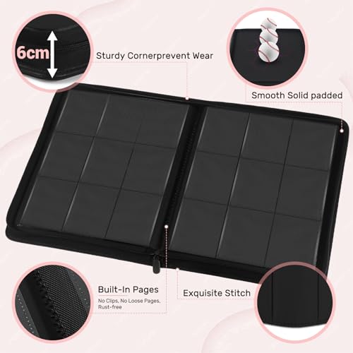 Zofly 30 Pack 9 Pocket Card Binder, Premium Zip Trading Card Binder, 540 Large Capacity Side-Loading Card Storage Album, PU Card Collection Binder for Gifts, TCG, MTG, Baseball Football Sport Cards, Pink - Image 4