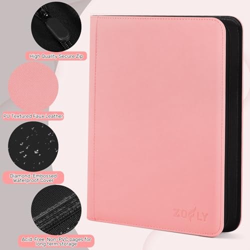 Zofly 30 Pack 9 Pocket Card Binder, Premium Zip Trading Card Binder, 540 Large Capacity Side-Loading Card Storage Album, PU Card Collection Binder for Gifts, TCG, MTG, Baseball Football Sport Cards, Pink - Image 5