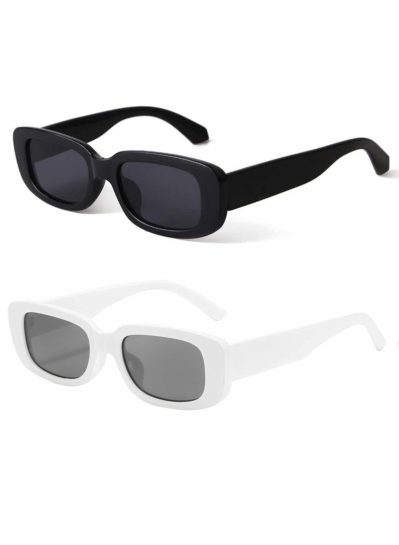 Vintage Rectangle Sunglasses for Men and Women, UV400 Protection, Retro Small Square Sun Glasses, 90s Fashion Narrow Frame Driving Glasses - Image 1