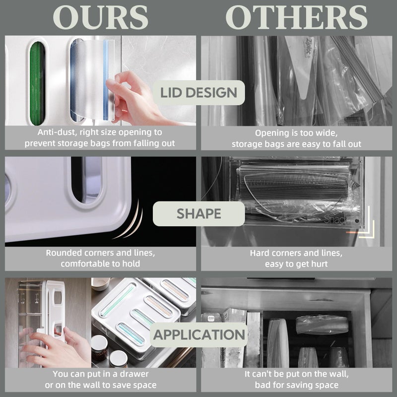 PUNNIO Kitchen Storage Bag Organizer, Acrylic Baggie organizer for Drawer, Plastic Bag Organizer complicate with Gallon, Quart, Sandwich, Snack, and Slider Bags (Acrylic) - Image 5
