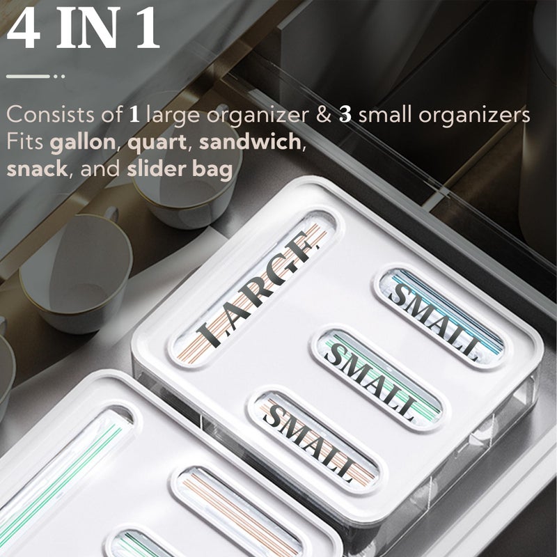 PUNNIO Kitchen Storage Bag Organizer, Acrylic Baggie organizer for Drawer, Plastic Bag Organizer complicate with Gallon, Quart, Sandwich, Snack, and Slider Bags (Acrylic) - Image 2