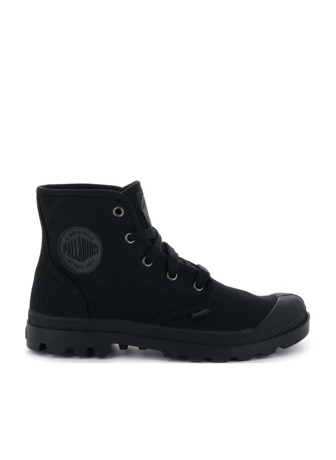 Palladium Women's Pampa Hi Boot, Vegan Canvas Lace Up Boot, Black/Black, 8.5 M - Image 1