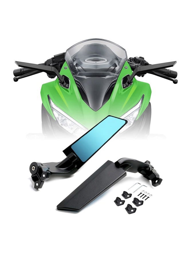 PACEWALKER Motorcycle Adjustable Aluminum Rearview Mirror Wind Wing Mirror Compatible with 2018-2022 KAWASAKI Ninja 400 650 ZX10R ZX6R ZX-636 Honda Suzuki(Anti-glare lens) - Image 1