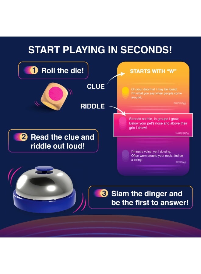 Gouda Games Dare to Ding - Game of Riddles & Reflexes, Fast-paced Card Game, Test Your Wits, Family-Friendly Game for Teens, Families & Adults, Gifts for Ages 10, 11, 12 and Up, 3-8 Players - Image 5