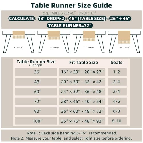 FEXIA Boho Table Runner 48 Inches Long with Tassels Thanksgiving Farmhouse Home Decor Rustic Cream & Brown Macrame Table Runner for Dining Bedroom Baby Bridal Shower Decor(12x48 Inches) - Image 3