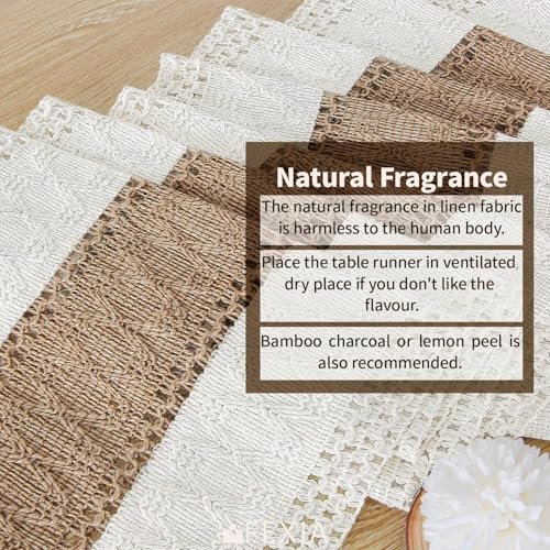 FEXIA Boho Table Runner 48 Inches Long with Tassels Thanksgiving Farmhouse Home Decor Rustic Cream & Brown Macrame Table Runner for Dining Bedroom Baby Bridal Shower Decor(12x48 Inches) - Image 4