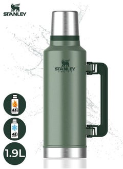 Legendary Classic Vacuum Insulated Bottle 1.9L - Leakproof, Durable Stainless Steel Thermos with Lid and Cup, Keeps Beverages Hot or Cold for Extended Periods | Perfect for Camping, Hiking., Everyday Use - Green