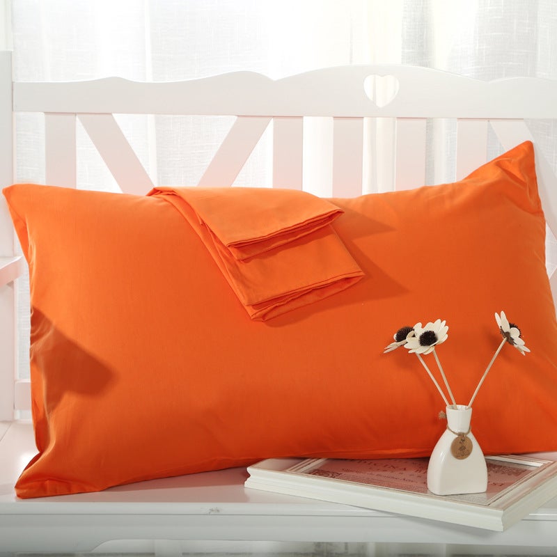 Cotton Pillowcase Simple Solid Color Single Orange