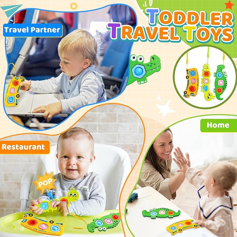 Chilvil Pop it Fidget Toys for Toddler, 3PC Fidget Popper Airplane Travel Activities Essential Sensory Popits Spinner Montessori Early Develpopmental Learning Toy Gift for Toddler 1 2 3 Years Old - Image 3