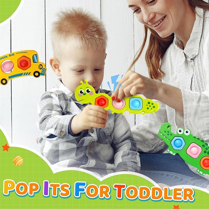 Chilvil Pop it Fidget Toys for Toddler, 3PC Fidget Popper Airplane Travel Activities Essential Sensory Popits Spinner Montessori Early Develpopmental Learning Toy Gift for Toddler 1 2 3 Years Old - Image 4