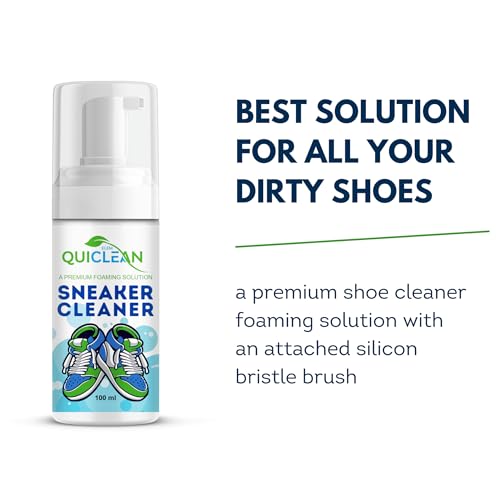 QUICLEAN™ Shoe Cleaner 200 ml | Sneaker Cleaner Kit | Shoe Cleaning Kit With Silicon Bristle Shoe Cleaner With Brush & Foam Shoe Shampoo | All Shoes Cleaning Kit | (100ml Pack of 2) - Image 2