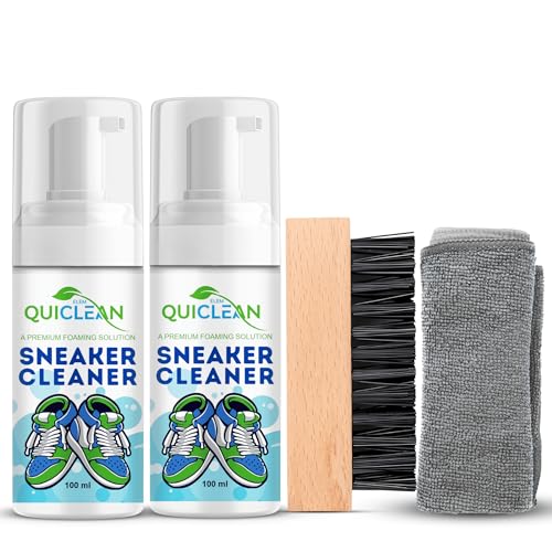 QUICLEAN™ Shoe Cleaner 200 ml | Sneaker Cleaner Kit | Shoe Cleaning Kit With Silicon Bristle Shoe Cleaner With Brush & Foam Shoe Shampoo | All Shoes Cleaning Kit | (100ml Pack of 2) - Image 1
