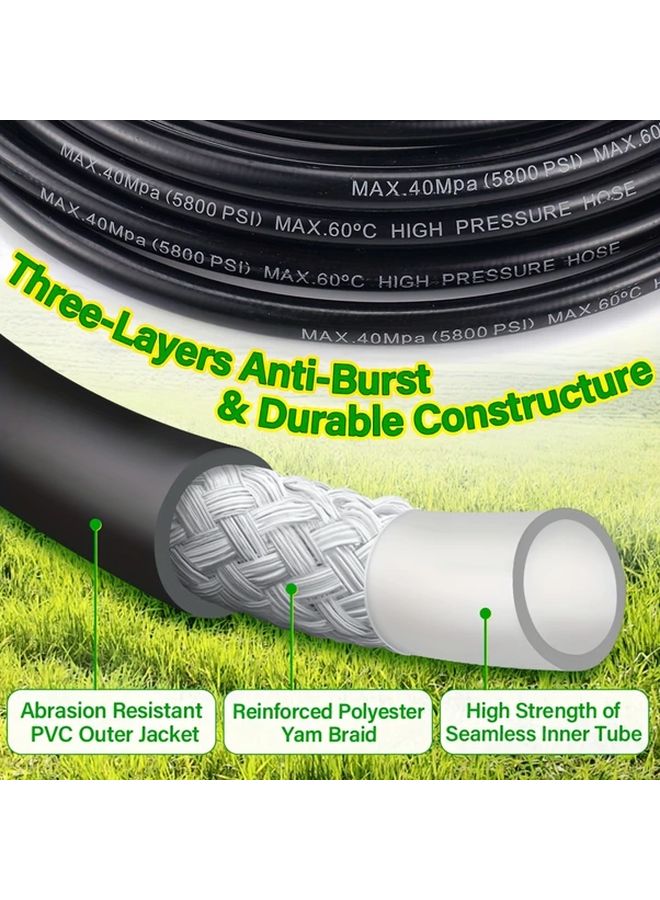Heavy Duty 5800 PSI High Pressure Washer Hose Reinforced Rubber Construction - Image 4