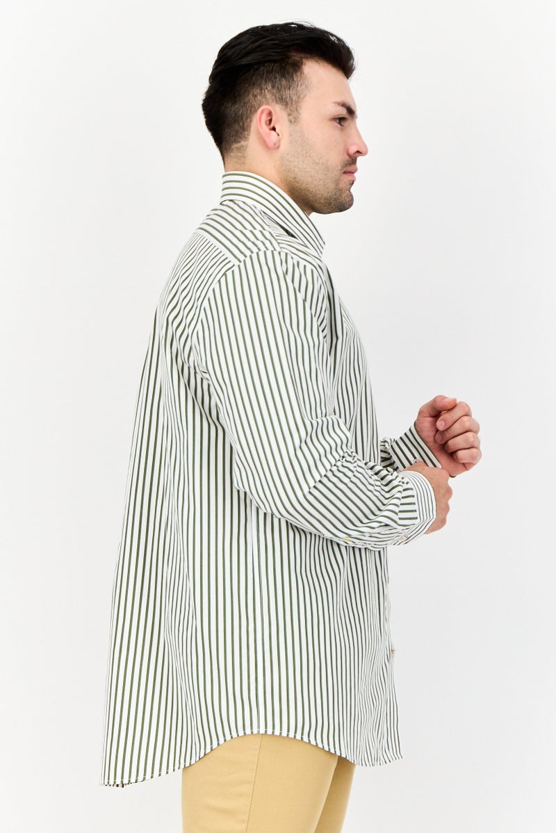 ESPRIT Men Regular Fit Yarn Dye Long Sleeve Casual Shirt, Olive - Image 2