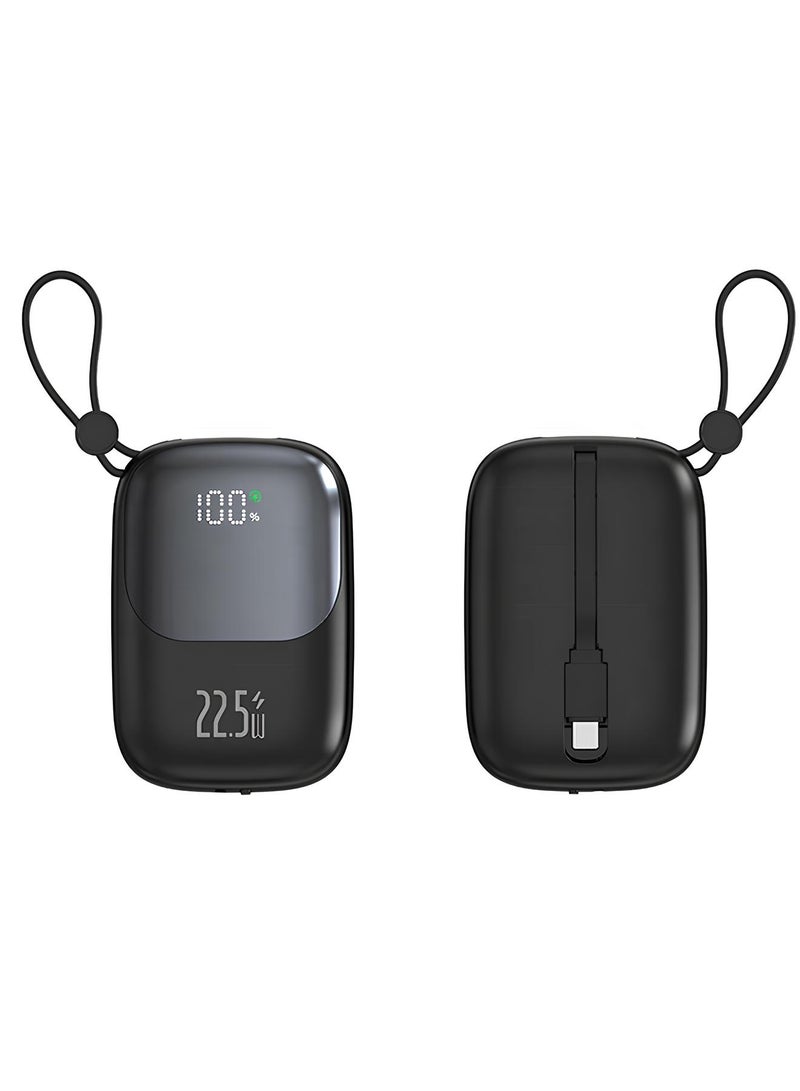 سمارت لينك بنك طاقة صغير الحجم سعة 10000 مللي أمبير مع كيبل لايتنينغ وتايب سي مدمجة وشحن سريع بقوة 22.5 وات - Image 1