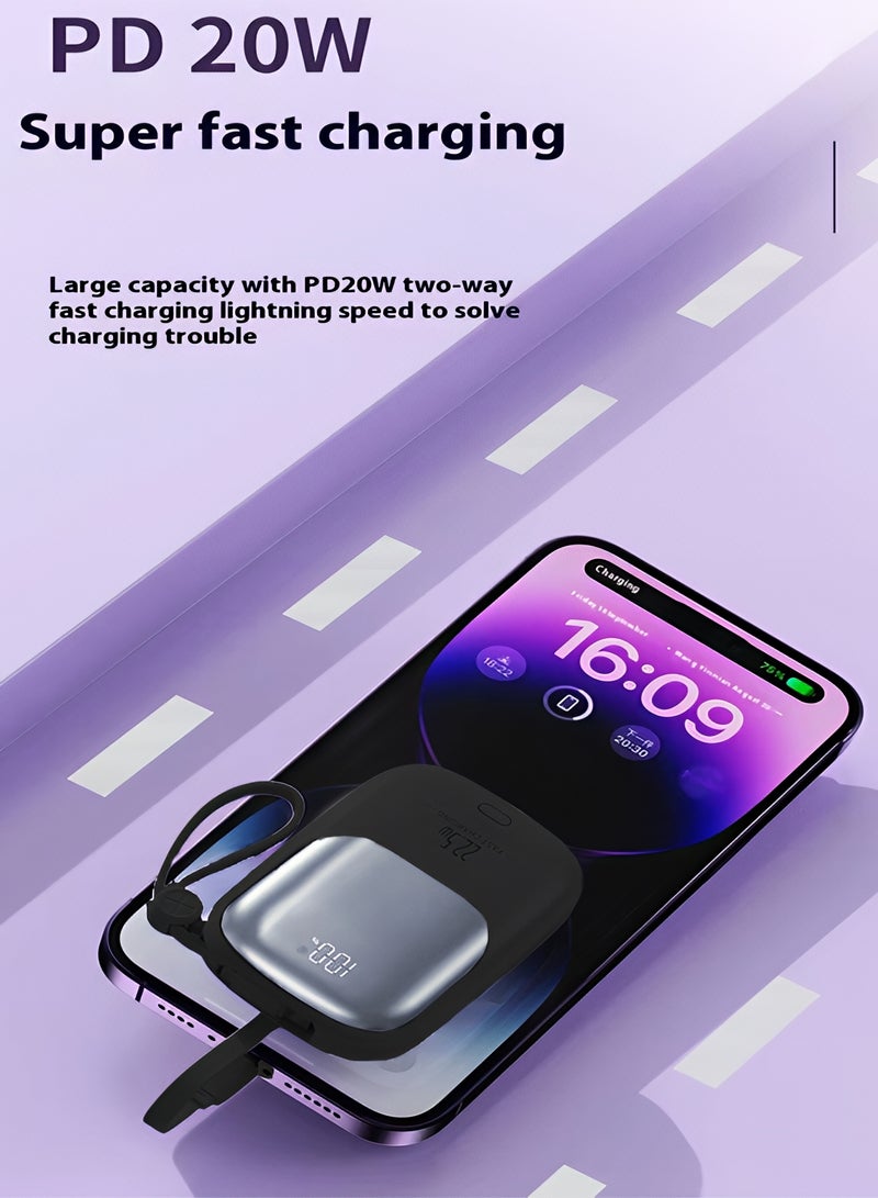 سمارت لينك بنك طاقة صغير الحجم سعة 10000 مللي أمبير مع كيبل لايتنينغ وتايب سي مدمجة وشحن سريع بقوة 22.5 وات - Image 4