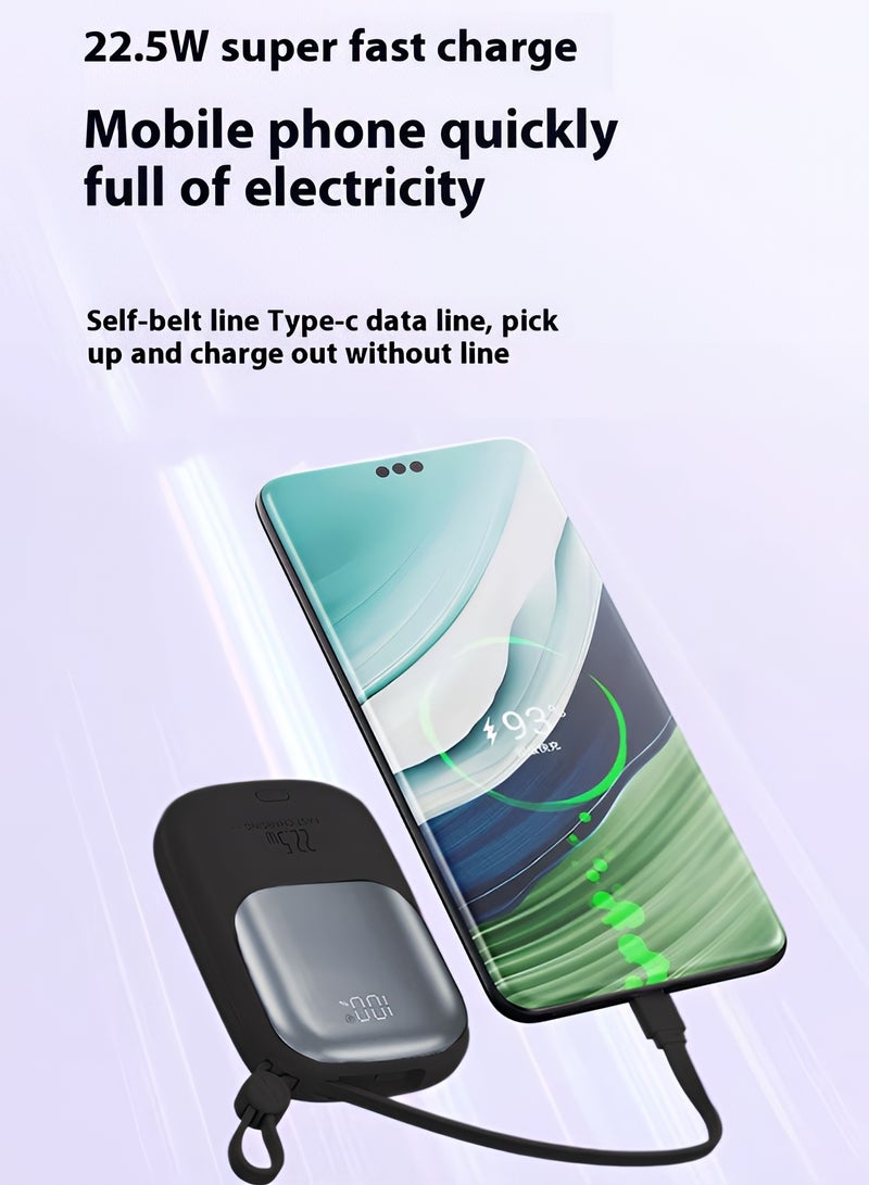 سمارت لينك بنك طاقة صغير الحجم سعة 10000 مللي أمبير مع كيبل لايتنينغ وتايب سي مدمجة وشحن سريع بقوة 22.5 وات - Image 3