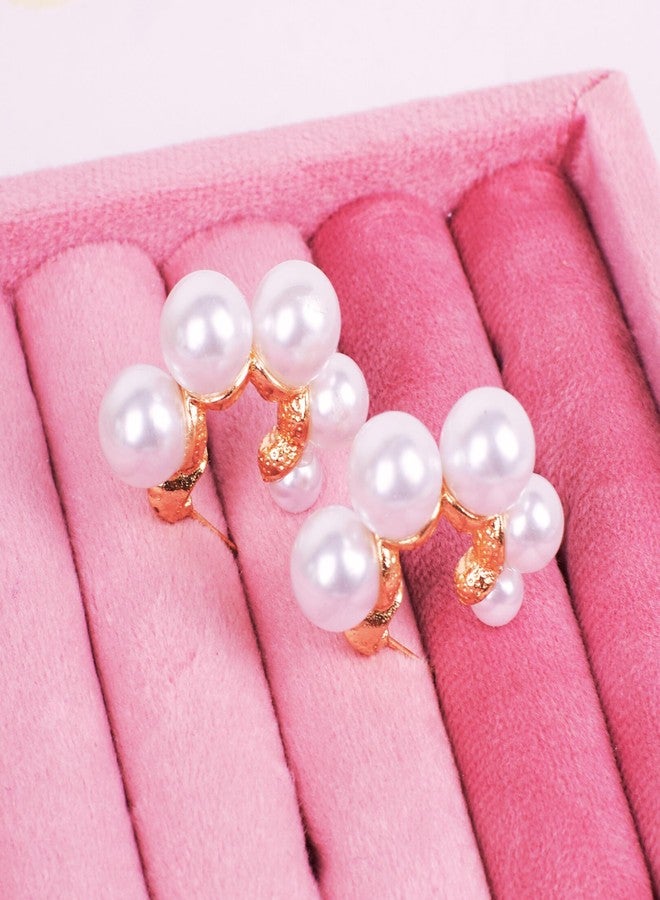 SALTY Anti Tarnish Pearl Perfection Studs Earrings Set for Women | Stylish Fashion Jewellery | Accessories for Girls | Minimal Jewelry | Ideal for Gifting | Marriage, Birthday | Gift for Valentine Day - Image 3