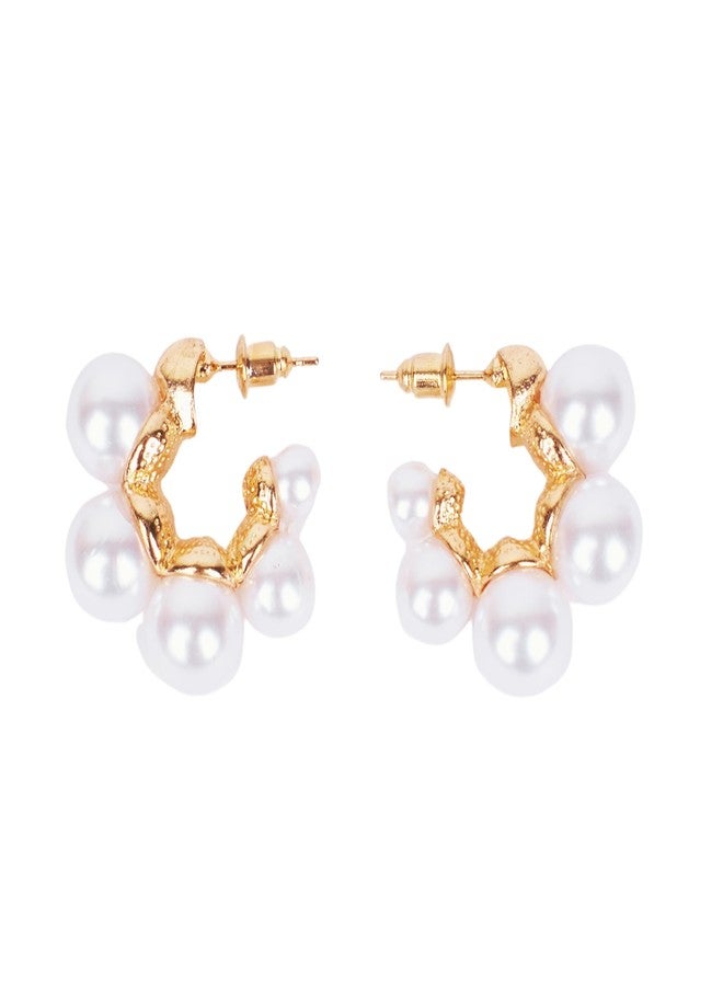 SALTY Anti Tarnish Pearl Perfection Studs Earrings Set for Women | Stylish Fashion Jewellery | Accessories for Girls | Minimal Jewelry | Ideal for Gifting | Marriage, Birthday | Gift for Valentine Day - Image 1