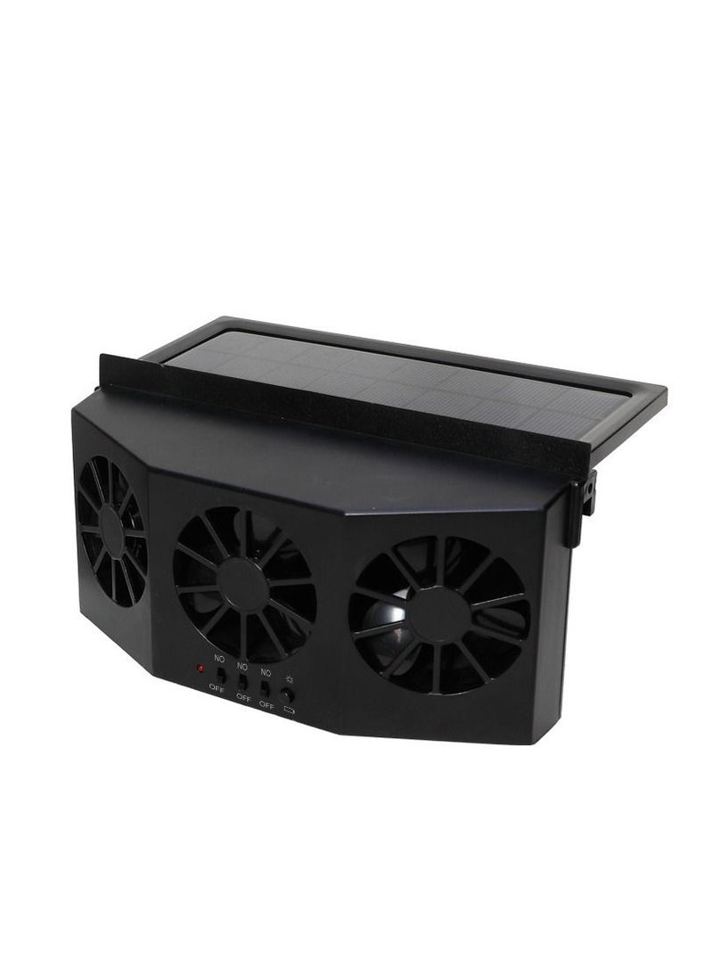 Sharpdo - 2-in-1 Car Solar Powered and Rechargeable Exhaust and Ventilation Fan Energy Saving Black - Image 1