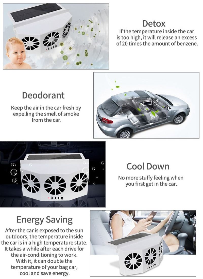 Sharpdo - 2-in-1 Car Solar Powered and Rechargeable Exhaust and Ventilation Fan Energy Saving Black - Image 1