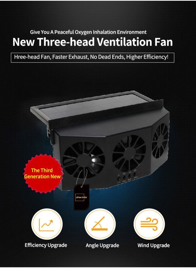 Sharpdo - 2-in-1 Car Solar Powered and Rechargeable Exhaust and Ventilation Fan Energy Saving Black - Image 1