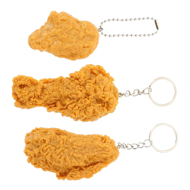 3Pcs Imitation Food Keychain Fried Chicken Leg Chicken Wing Keychain Simulation Food Pendant - Image 4
