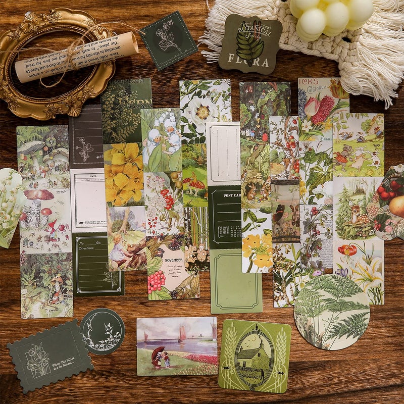 emmoolife Scrapbooking Supplies Kit, Vintage Botanical Aesthetic Scrapbook Kit for Bullet Junk Journal, Stationery, A6 Grid Notebook, Flower DIY Journaling Supplies, Birthday Craft Gift for Teen Girl Women - Image 5