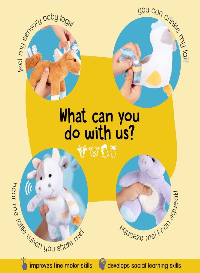 Plush Creations Barn Animals Baby Developmental Toys 6 Months | Newborn Gifts | Infant Gifts | Rattle, Crinkle, Squeak, & Tags Set | Soft Baby Toys | Barn Toys for Toddlers 1-3 | Sensory Animals with Play Mat - Image 5