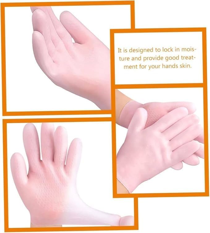 Orayan Silicone Moisturizing Gloves Spa Gel Hydrating Gloves Womens Hand Care Gloves Anti Slip Aloe Lotion Gloves for Repairing Dry Hand Calluses Cracked Heels Pack Of 2 - Image 4