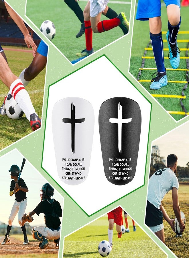 PullCrease 2 Pairs Mini Soccer Shin Guards Christian Faith 3.15 x 1.97 Inches Cross Small Shin Guards with Bible Verse Religious Soccer Football Pads for Kids Adult(Philippians 4:13) - Image 3