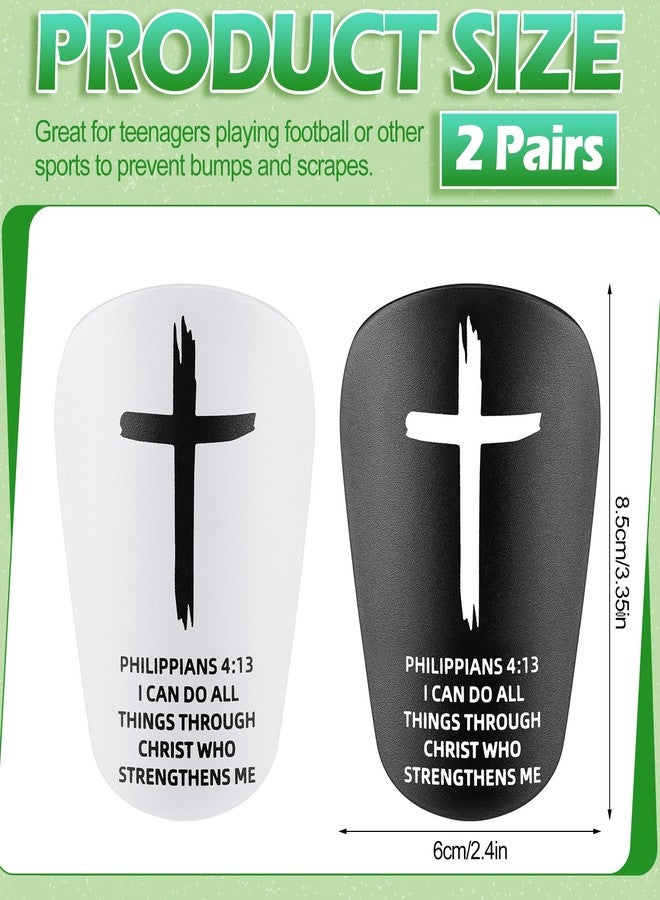 PullCrease 2 Pairs Mini Soccer Shin Guards Christian Faith 3.15 x 1.97 Inches Cross Small Shin Guards with Bible Verse Religious Soccer Football Pads for Kids Adult(Philippians 4:13) - Image 2