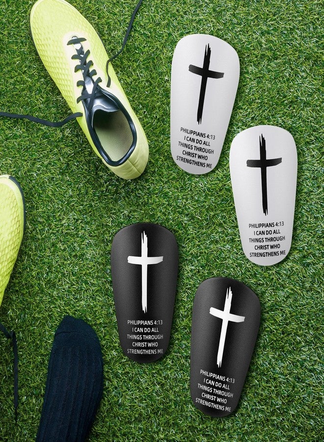 PullCrease 2 Pairs Mini Soccer Shin Guards Christian Faith 3.15 x 1.97 Inches Cross Small Shin Guards with Bible Verse Religious Soccer Football Pads for Kids Adult(Philippians 4:13) - Image 5