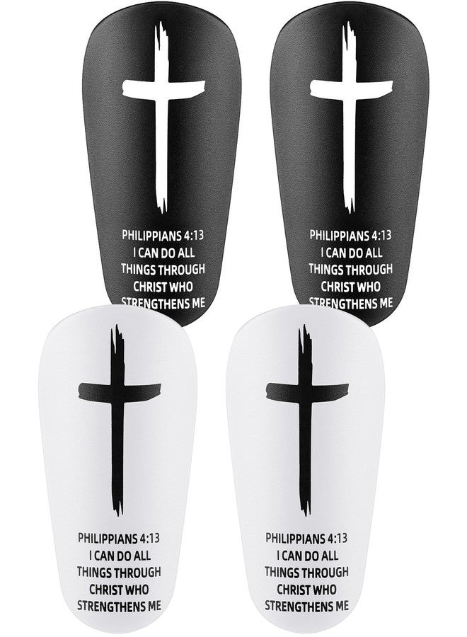 PullCrease 2 Pairs Mini Soccer Shin Guards Christian Faith 3.15 x 1.97 Inches Cross Small Shin Guards with Bible Verse Religious Soccer Football Pads for Kids Adult(Philippians 4:13) - Image 1