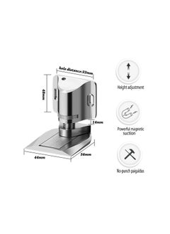 Generic Magnetic Door Stopper Adjustable, Invisible Magnetic Door Stopper, Floor Door Stopper Self-Adhesive,  zinc alloy Magnetic Door Stopper,  Double-Sided Adhesive Tape or Drill Installation (Silver)  - Image 2