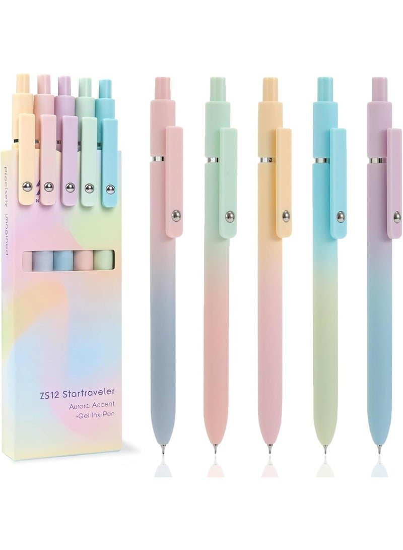 Zennyth 5 PcsGel Ink Pen Set, 5 Pcs 0.7mm Black Ink Pens Fine Point Smooth Writing Pens, High-End Series Pens for Journaling Note Taking, Cute Office School Supplies Gifts for Women Men ( Pastel) - Image 1