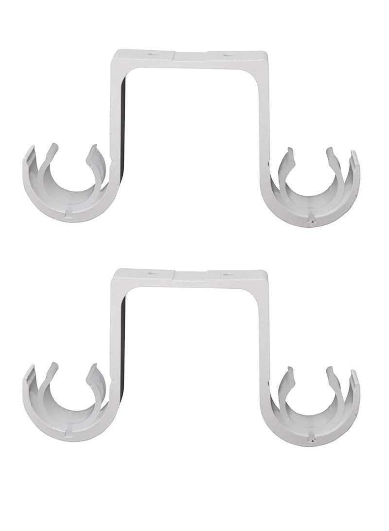 KASTWAVE Curtain Rod Brackets 2 Pcs Double Curtain Rod Ceiling Holder with Heavy Duty Metal Curtain Pole Holder Ceiling Bothway Decorate for Multiple Style Curtain  - Image 1