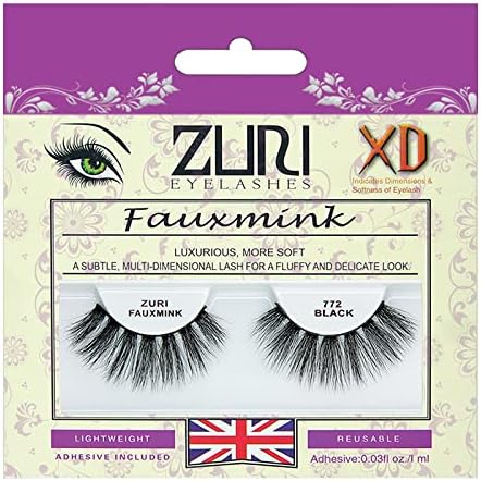 ZURI Fauxmink False Eyelashes XD8D XDimensional Natural False Lashes False Eyelashes Natural Look Thick Eyelashes With Lash Applicator Natural Eyelashes with Glue Mink Eyelashes Style 772